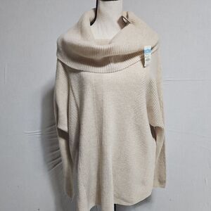 NWT J. McLAUGHLIN 100% Cashmere‎ Cowl Neck Sweater, Lt. H Oatmeal, Verbier, XS